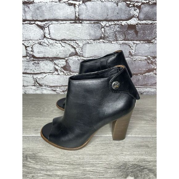 Coach Labelle Black Leather Open Toe Booties Heels Shoes Women’s Sz 7B US/37EU - Picture 16 of 16